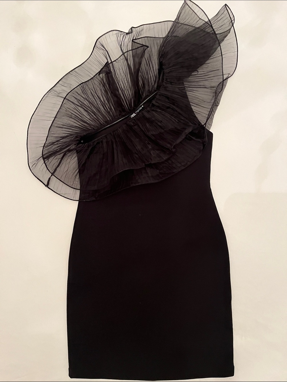 Zara Black One-Shoulder Ruffle Dress